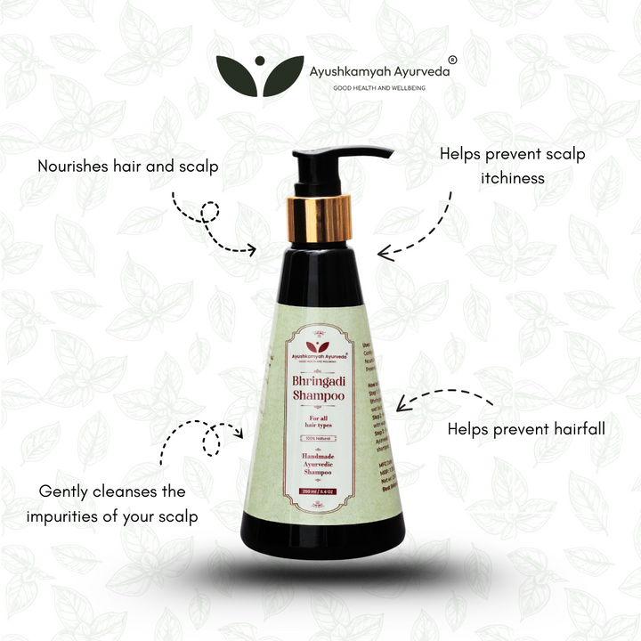 Bhringadi Shampoo – 250ml | Ayushkamyah Ayurveda | Handmade Ayurvedic Shampoo for All Hair Types