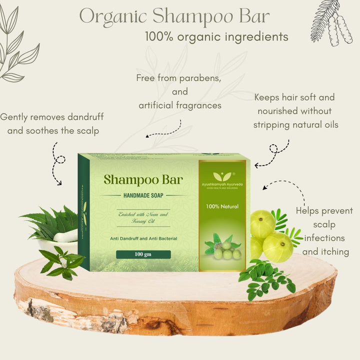 Shampoo Bar Handmade Soap – 100gm | Neem, Amla & Tea Tree | Ayushkamyah Ayurveda