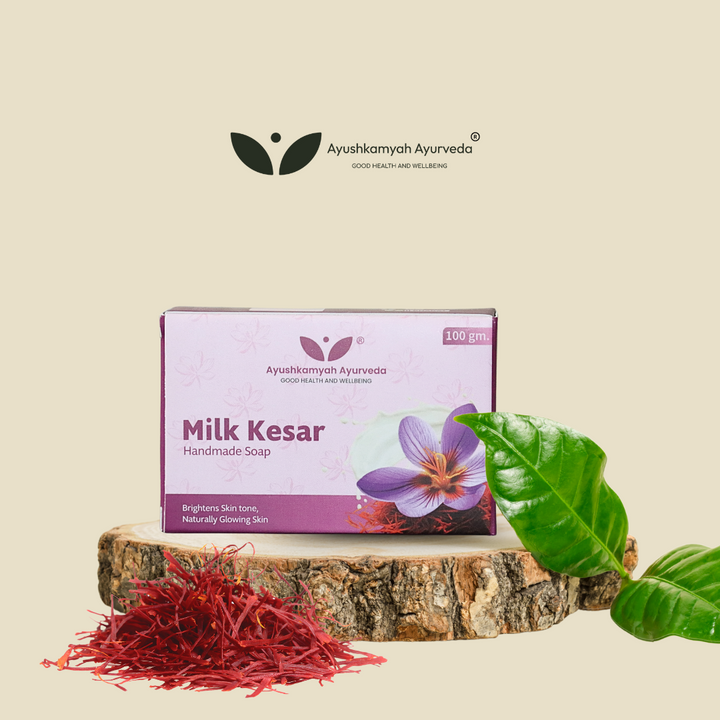 Milk Kesar Handmade Soap – 100gm | Ayushkamyah Ayurveda