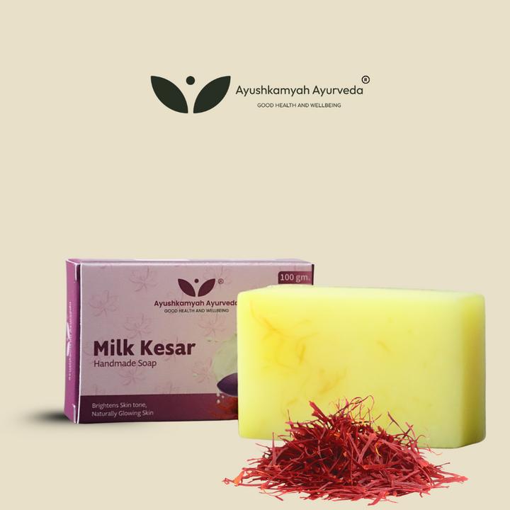 Milk Kesar Handmade Soap – 100gm | Ayushkamyah Ayurveda